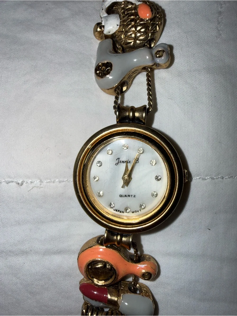 Gold-Tone Multicolor Enamel Link Bracelet Watch - Coral, Pink & Gray
